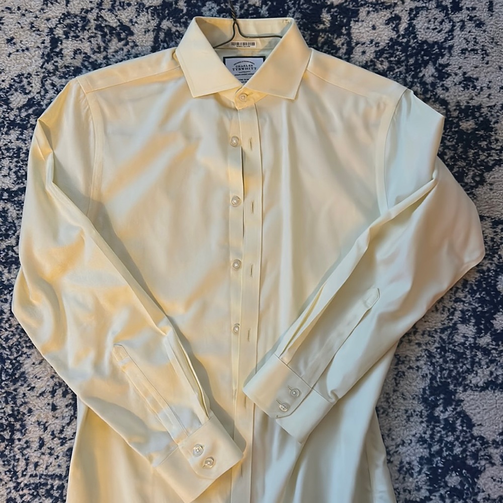 Mens 15/33 Charles Tyrwhitt Slim Fit Twill Dress Shirt - Spread Collar